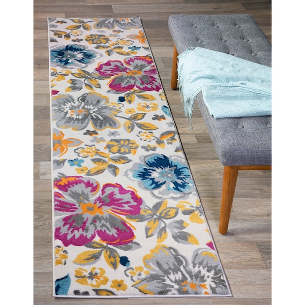 World Rug Gallery Modern Floral Runner Rug 2' x 7'2'' Multi Runner Rug 9098MULTI2X7 - main